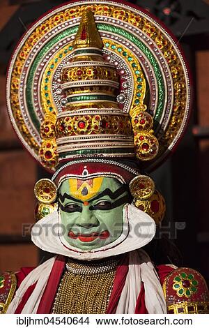 Portrait, Kathakali Dance, Pacha or Pachcha Character, Cochin, Kerala, India, Asia View Large Photo Image Picture - Portrait, Kathakali Dance, Pacha or Pachcha Character, Cochin, Kerala, India, Asia. Fotosearch