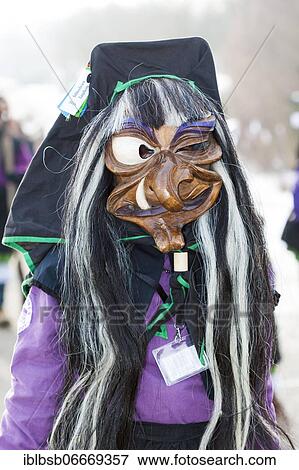 Stock Photo - Portrait mask of Swabian-Alemannic carnival, Burgrieden, Baden-Württemberg, Germany, Europe. Fotosearch