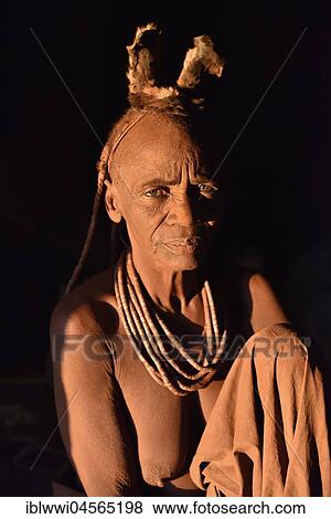 Stock Photo - Portrait of an old woman, Kaokoveld, Kunene, Namibia, Africa. Fotosearch