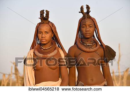 Stock Photo - Portrait of two young married Himbafrauen, Kaokoveld, Kunene, Namibia, Africa. Fotosearch
