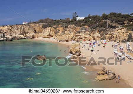 Stock Photo - Praia do Sao Rafael beach, near Albufeira, Algarve, Portugal, Europe. Fotosearch