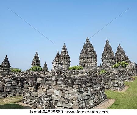 Stock Image - Prambanan Hindu Temple, Stupas, Daerah Istimewa Yogyakarta, Java, Indonesia, Asia. Fotosearch