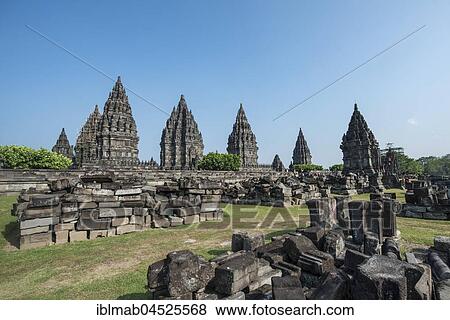 Stock Photo - Prambanan Hindu Temple, Stupas, Daerah Istimewa Yogyakarta, Java, Indonesia, Asia. Fotosearch
