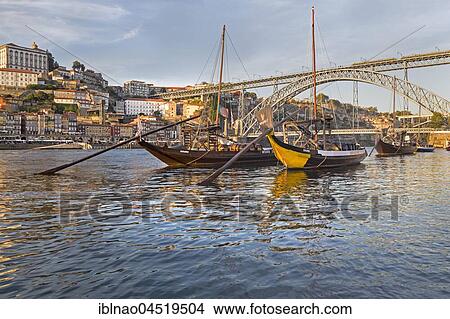 Rabelo boats, port wine boats on the Rio Douro, Porto, Portugal, Europe View Large Photo Image Picture - Rabelo boats, port wine boats on the Rio Douro, Porto, Portugal, Europe. Fotosearch