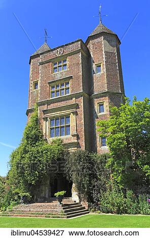 Red brick tower and blue sky, Sissinghurst castle gardens, Kent, England, United Kingdom, Europe View Large Photo Image Stock Photo - Red brick tower and blue sky, Sissinghurst castle gardens, Kent, England, United Kingdom, Europe. Fotosearch