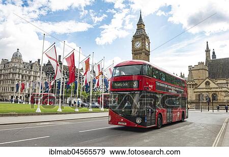Red double-decker bus, Big Ben with Westminster Palace, London, England, Great Britain View Large Photo Image Stock Photo - Red double-decker bus, Big Ben with Westminster Palace, London, England, Great Britain. Fotosearch
