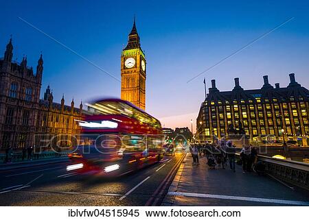 Red double decker bus in front of Big Ben, dusk, evening light, sunset, Houses of Parliament, Westminster Bridge, City of Westminster, London, London region, England, United Kingdom, Europe View Large Photo Image Stock Photography - Red double decker bus in front of Big Ben, dusk, evening light, sunset, Houses of Parliament, Westminster Bridge, City of Westminster, London, London region, England, United Kingdom, Europe. Fotosearch