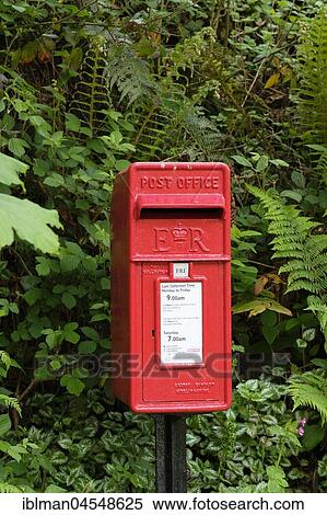 Stock Photography - Red postbox, Port Navas near Constantine, Cornwall, England, United Kingdom, Europe. Fotosearch