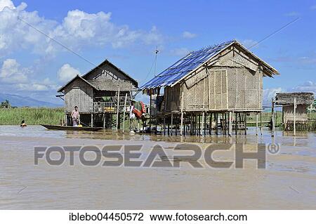 Reed huts on Inle Lake, Nyaung Shwe, Shan State, Myanmar, Asia View Large Photo Image Stock Image - Reed huts on Inle Lake, Nyaung Shwe, Shan State, Myanmar, Asia. Fotosearch