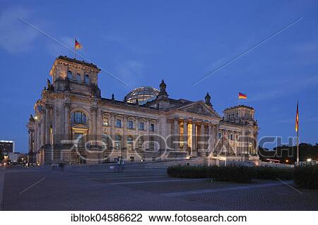 Reichstag building at dusk, Berlin, Germany, Europe View Large Photo Image Stock Image - Reichstag building at dusk, Berlin, Germany, Europe. Fotosearch