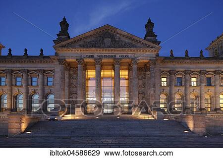 Reichstag building at dusk, Berlin, Germany, Europe View Large Photo Image Stock Photo - Reichstag building at dusk, Berlin, Germany, Europe. Fotosearch