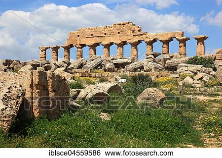 Remains of Greek temple, archaeological excavation site, Selinunte, Sicily, Italy, Europe View Large Photo Image Stock Photograph - Remains of Greek temple, archaeological excavation site, Selinunte, Sicily, Italy, Europe. Fotosearch