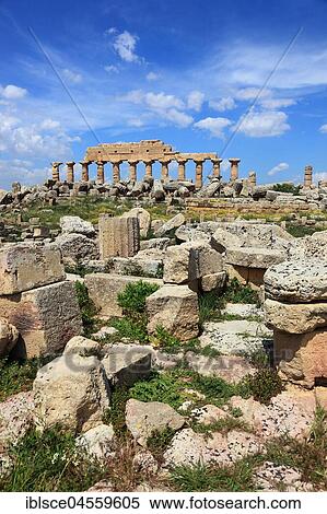 Remains of Greek temple, archaeological excavation site, Selinunte, Sicily, Italy, Europe View Large Photo Image Stock Photography - Remains of Greek temple, archaeological excavation site, Selinunte, Sicily, Italy, Europe. Fotosearch