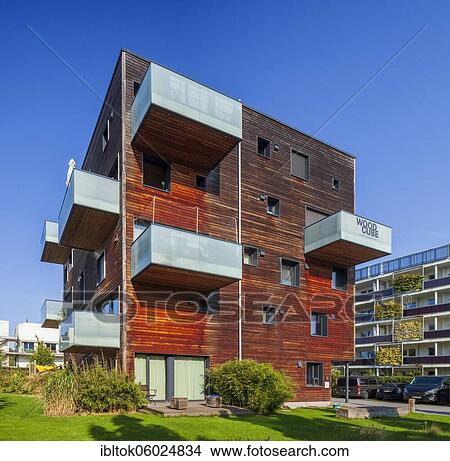 Residential building Woodcube, International Building Exhibition IBA, Wilhelmsburg, Hamburg, Germany, Europe View Large Photo Image Picture - Residential building Woodcube, International Building Exhibition IBA, Wilhelmsburg, Hamburg, Germany, Europe. Fotosearch
