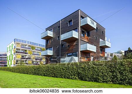 Residential building Woodcube, International Building Exhibition IBA, Wilhelmsburg, Hamburg, Germany, Europe View Large Photo Image Stock Photography - Residential building Woodcube, International Building Exhibition IBA, Wilhelmsburg, Hamburg, Germany, Europe. Fotosearch