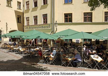 Stock Photo - Restaurant Bratwurstherzl, Dreifaltigkeitsplatz, old town, Munich, Upper Bavaria, Bavaria, Germany, Europe. Fotosearch