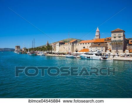 Riva Promenade and Palazzo, Old Town Trogir, UNESCO World Cultural Heritage, Split region, Middle Dalmatia, Dalmatia, Adriatic coast, Croatia, Europe View Large Photo Image Picture - Riva Promenade and Palazzo, Old Town Trogir, UNESCO World Cultural Heritage, Split region, Middle Dalmatia, Dalmatia, Adriatic coast, Croatia, Europe. Fotosearch