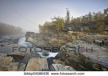 River Abiskojakka River flows through Abisko Canyon, river landscape in autumn at morning fog, Abisko National Park, Sweden, Europe View Large Photo Image Stock Photograph - River Abiskojakka River flows through Abisko Canyon, river landscape in autumn at morning fog, Abisko National Park, Sweden, Europe. Fotosearch