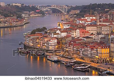River Douro and historic old town of Ribeira, dawn, Porto, Portugal, Europe View Large Photo Image Stock Image - River Douro and historic old town of Ribeira, dawn, Porto, Portugal, Europe. Fotosearch