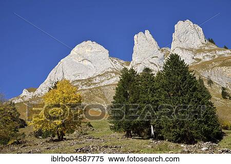 Stock Photography - Rock formation Trinity, Bogartenlücke, Alpstein, Canton Appenzell Innerrhoden, Switzerland, Europe. Fotosearch