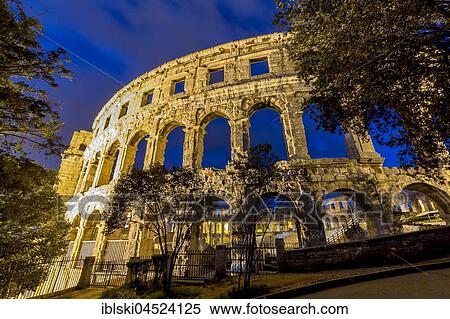 Roman amphitheater at night, Pula, Istria, Croatia, Europe View Large Photo Image Stock Photography - Roman amphitheater at night, Pula, Istria, Croatia, Europe. Fotosearch
