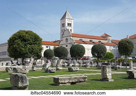 Stock Image - Roman Forum, Sv Marija Church, Zadar, Croatia, Europe. Fotosearch