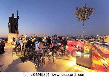 Rooftop bar La Azotea del Circulo, Circulo de Bellas Artes, Madrid, Spain, Europe View Large Photo Image Picture - Rooftop bar La Azotea del Circulo, Circulo de Bellas Artes, Madrid, Spain, Europe. Fotosearch