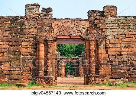 Stock Image - Ruins of the Jesuit Reduction San Ignacio Minì, UNESCO World Heritage Site, San Ignacio, Misiones, Argentina, South America. Fotosearch