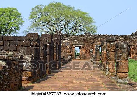 Stock Photo - Ruins of the Jesuit Reduction San Ignacio Minì, UNESCO World Heritage Site, San Ignacio, Misiones, Argentina, South America. Fotosearch