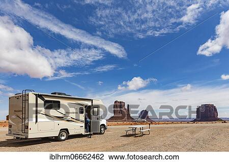 RV in front of West Mitten Butte, East Mitten Butte and Merrick Butte, The View Campground, Monument Valley, Oljato-Monument Valley, Arizona, USA, North America View Large Photo Image Stock Image - RV in front of West Mitten Butte, East Mitten Butte and Merrick Butte, The View Campground, Monument Valley, Oljato-Monument Valley, Arizona, USA, North America. Fotosearch