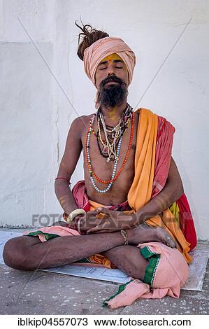 Sadhu in lotus position, Pushkar, Rajasthan, India, Asia View Large Photo Image Stock Image - Sadhu in lotus position, Pushkar, Rajasthan, India, Asia. Fotosearch