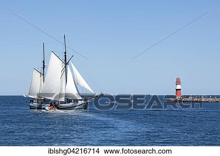 Picture - Sailboat, two masted, Hanse Sail, Rostock, Mecklenburg-Western Pomerania, Germany, Europe. Fotosearch