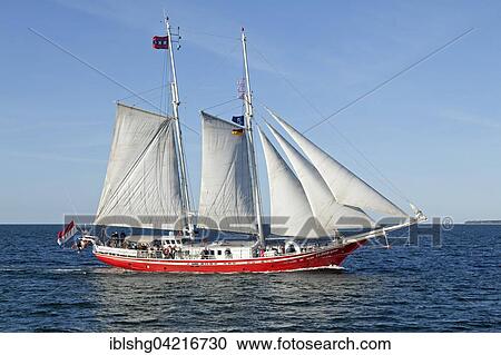 Stock Image - Sailing boat, Hanse Sail, Warnemünde, Mecklenburg-Western Pomerania, Germany, Europe. Fotosearch