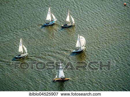 Stock Photo - Sailing regatta on Lake Baldeney, sailing boats, Essen, Ruhr area, North Rhine-Westphalia, Germany, Europe. Fotosearch