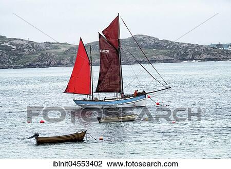 Sailing ship with red sails, Iona Island, Inner Hebrides, Scotland, United Kingdom, Europe View Large Photo Image Stock Image - Sailing ship with red sails, Iona Island, Inner Hebrides, Scotland, United Kingdom, Europe. Fotosearch
