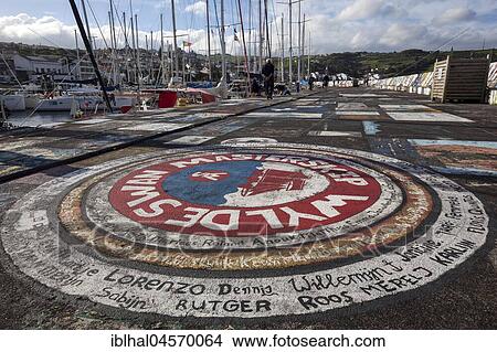 Sailor painted quay wall, harbour, marina, Horta, island of Faial, Azores, Portugal, Europe View Large Photo Image Picture - Sailor painted quay wall, harbour, marina, Horta, island of Faial, Azores, Portugal, Europe. Fotosearch