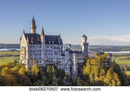 Schloss Neuschwanstein Castle in autumn, Schwangau, Bavaria, Germany, Europe View Large Photo Image Stock Photo - Schloss Neuschwanstein Castle in autumn, Schwangau, Bavaria, Germany, Europe. Fotosearch