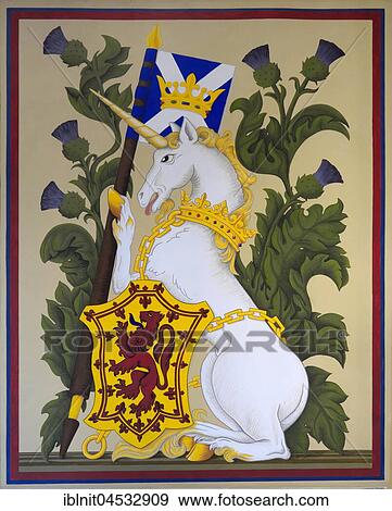 Scottish coat of arms with thistle, unicorn and St Andrew's Cross, Stirling Castle, Stirling, Stirling and Falkirk, Scotland, United Kingdom, Europe View Large Photo Image Stock Photo - Scottish coat of arms with thistle, unicorn and St Andrew's Cross, Stirling Castle, Stirling, Stirling and Falkirk, Scotland, United Kingdom, Europe. Fotosearch