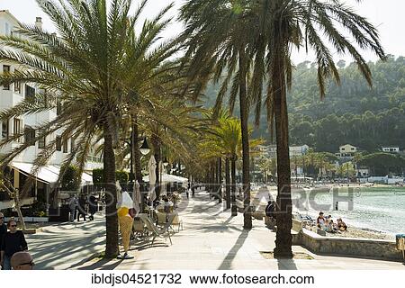 Seaside promenade, Port de Sóller, Majorca, Balearics, Spain, Europe View Large Photo Image Stock Image - Seaside promenade, Port de Sóller, Majorca, Balearics, Spain, Europe. Fotosearch