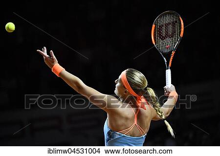 Service, Kristina Mladenovic, FRA, Tennis, Porsche Arena, Stuttgart, Baden-Württemberg, Germany, Europe View Large Photo Image Picture - Service, Kristina Mladenovic, FRA, Tennis, Porsche Arena, Stuttgart, Baden-Württemberg, Germany, Europe. Fotosearch