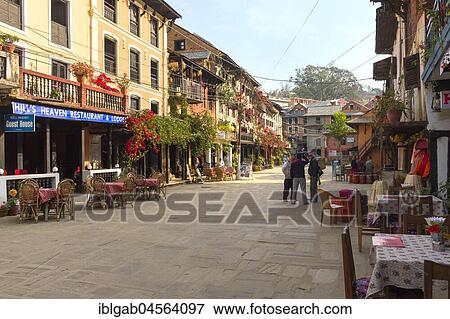 Shops and cafés in main street, Bandipur, Tanahun district, Nepal, Asia View Large Photo Image Stock Photo - Shops and cafés in main street, Bandipur, Tanahun district, Nepal, Asia. Fotosearch