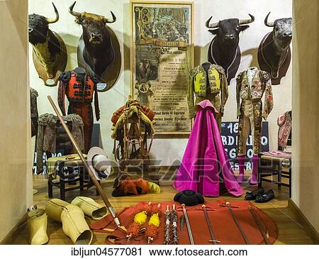 Showcase of famous bulls and exhibits by important bull-fighters, Museum Museo Taurino de Ronda, Bullring, Ronda, province of Málaga, Andalusia, Spain, Europe View Large Photo Image Stock Image - Showcase of famous bulls and exhibits by important bull-fighters, Museum Museo Taurino de Ronda, Bullring, Ronda, province of Málaga, Andalusia, Spain, Europe. Fotosearch