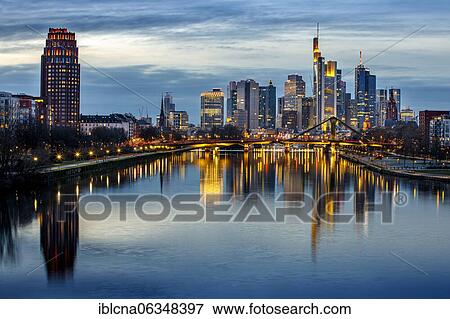 Stock Photo - Skyline Frankfurt am Main, Frankfurt, Hesse, Germany, Europe. Fotosearch