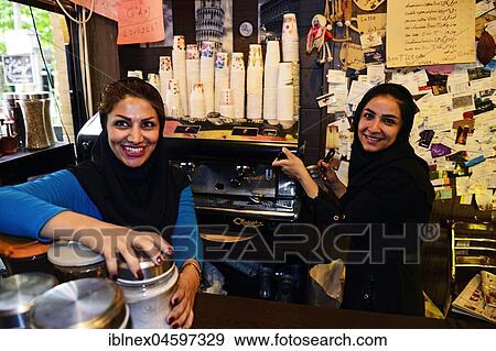 Stock Photo - Small cafe in the bazaar under the arcades of Imam Square, Meydan-e Naqsh-e Jahan, Isfahan, Iran, Asia. Fotosearch