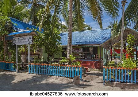 Stock Photograph - Small shop, Arborek Island, Raja-Ampat, Western New Guinea, Indonesia, Asia. Fotosearch