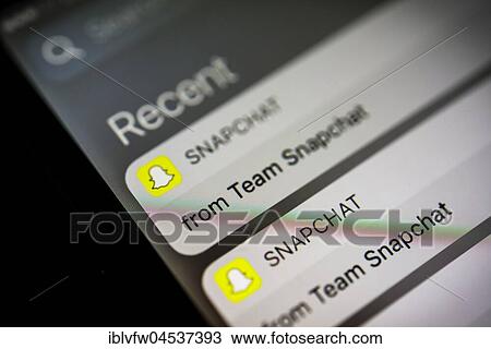 Snapchat, New messages, notifications, app icon, logo, display, screen, cell phone, smartphone, instant messenger service, social network, macro shot, detail, full frame View Large Photo Image Stock Image - Snapchat, New messages, notifications, app icon, logo, display, screen, cell phone, smartphone, instant messenger service, social network, macro shot, detail, full frame. Fotosearch