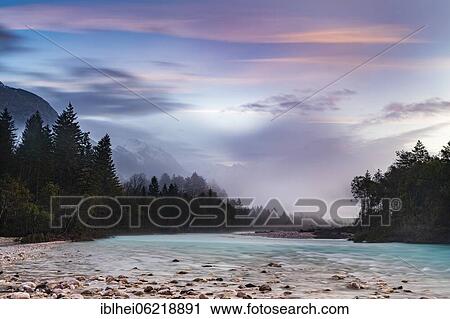 Soca in the morning mist, Socatal, Slovenia, Europe View Large Photo Image Stock Image - Soca in the morning mist, Socatal, Slovenia, Europe. Fotosearch