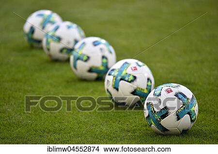 Picture - Soccer balls adidas peat factory, Allianz Arena, Munich, Bavaria, Germany, Europe. Fotosearch