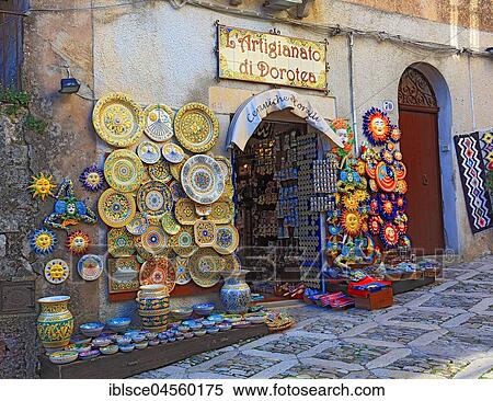 Souvenir shop in the alleys, Erice, Sicily, Italy, Europe View Large Photo Image Stock Photography - Souvenir shop in the alleys, Erice, Sicily, Italy, Europe. Fotosearch