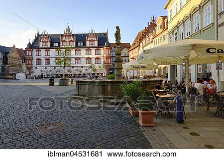 Spengler's fountain and Coburg Town Hall, Market Square, Coburg, Upper Franconia, Franconia, Bavaria, Germany, Europe View Large Photo Image Stock Image - Spengler's fountain and Coburg Town Hall, Market Square, Coburg, Upper Franconia, Franconia, Bavaria, Germany, Europe. Fotosearch